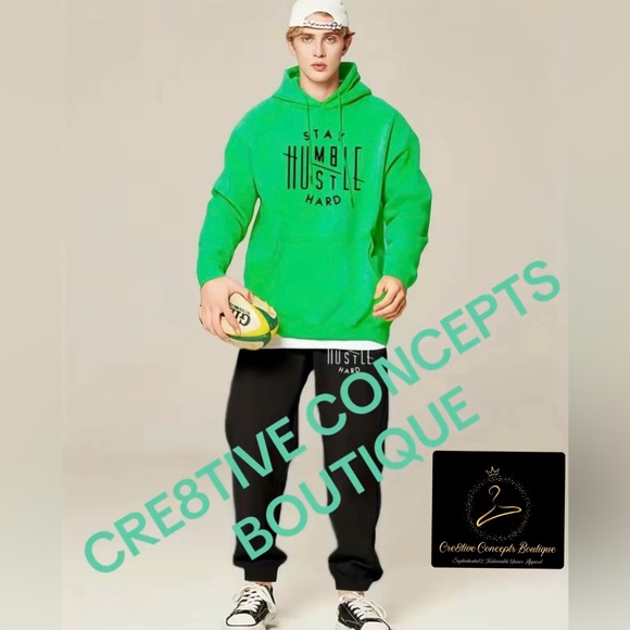 NWT 2pc Black/Green Set Stay Humble, HuSTLe Hard Jogger’s Fit